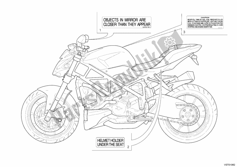 All parts for the Warning Labels of the Ducati Streetfighter 848 USA 2012